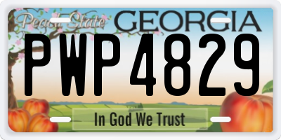 GA license plate PWP4829