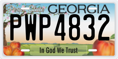 GA license plate PWP4832