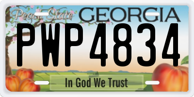 GA license plate PWP4834