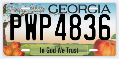 GA license plate PWP4836