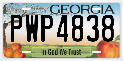 GA license plate PWP4838