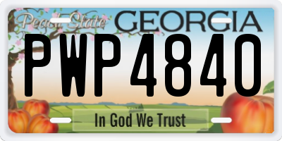 GA license plate PWP4840
