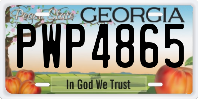 GA license plate PWP4865