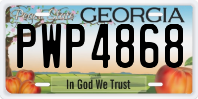 GA license plate PWP4868