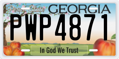 GA license plate PWP4871
