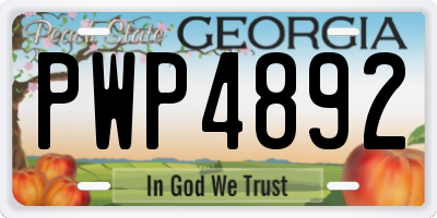 GA license plate PWP4892