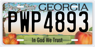GA license plate PWP4893