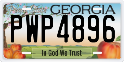 GA license plate PWP4896