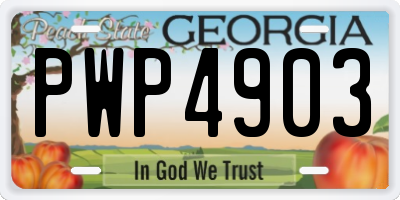 GA license plate PWP4903