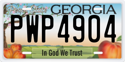 GA license plate PWP4904