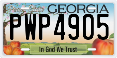 GA license plate PWP4905