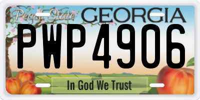 GA license plate PWP4906