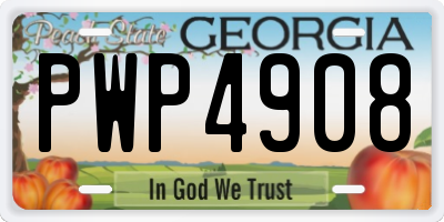 GA license plate PWP4908
