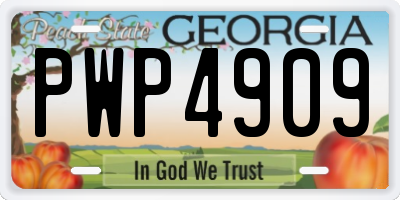 GA license plate PWP4909