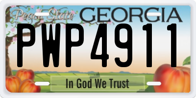 GA license plate PWP4911