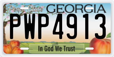 GA license plate PWP4913