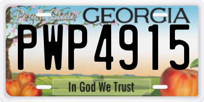 GA license plate PWP4915