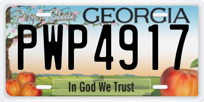 GA license plate PWP4917
