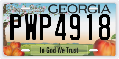 GA license plate PWP4918