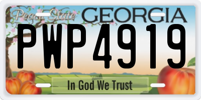 GA license plate PWP4919