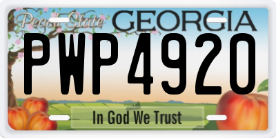 GA license plate PWP4920