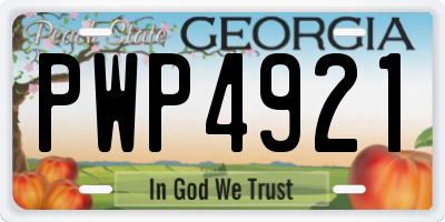 GA license plate PWP4921