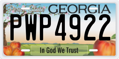 GA license plate PWP4922