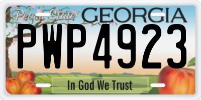 GA license plate PWP4923