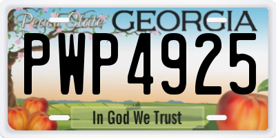 GA license plate PWP4925
