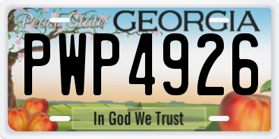 GA license plate PWP4926
