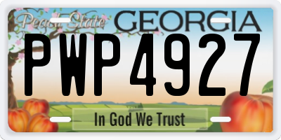 GA license plate PWP4927