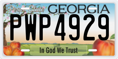 GA license plate PWP4929