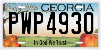GA license plate PWP4930