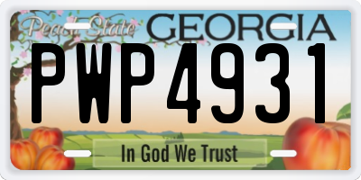 GA license plate PWP4931