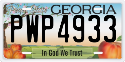 GA license plate PWP4933