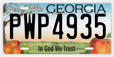 GA license plate PWP4935