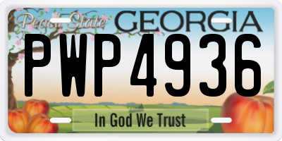 GA license plate PWP4936