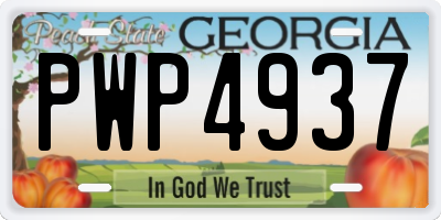 GA license plate PWP4937