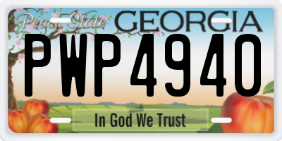 GA license plate PWP4940