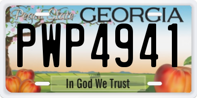 GA license plate PWP4941