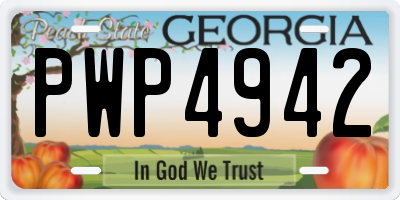 GA license plate PWP4942