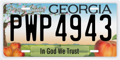 GA license plate PWP4943