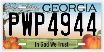 GA license plate PWP4944