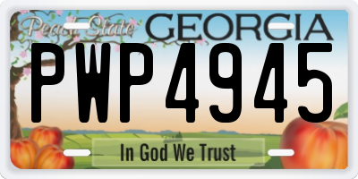 GA license plate PWP4945