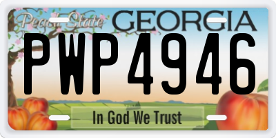 GA license plate PWP4946
