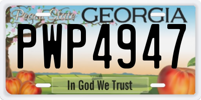GA license plate PWP4947