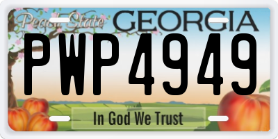 GA license plate PWP4949