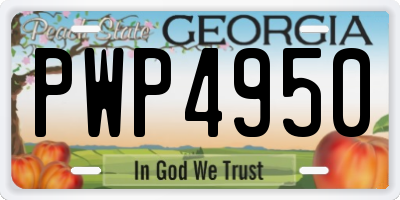 GA license plate PWP4950