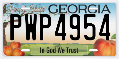 GA license plate PWP4954
