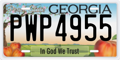 GA license plate PWP4955
